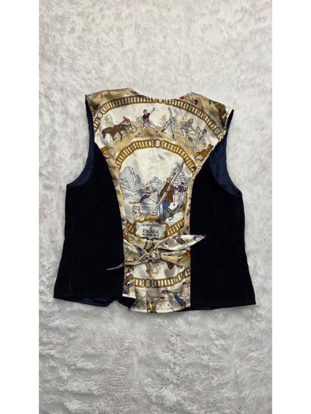 Vintage 90's Escada Sport Blue Corduroy Button Down Vest Size 38 ( US 8) - Picture 1 of 12